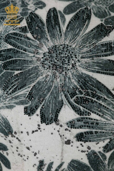 أنجورا نسائية بطبعة زهور بيج - 16006 | كازي - Thumbnail