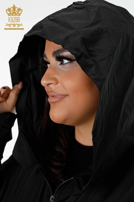 معطف واق من المطر للنساء أسود - 7572 | كازي - Thumbnail