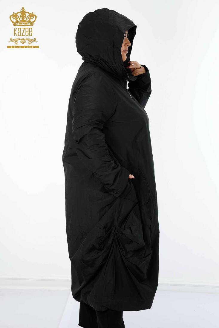 معطف واق من المطر للنساء أسود - 7572 | كازي