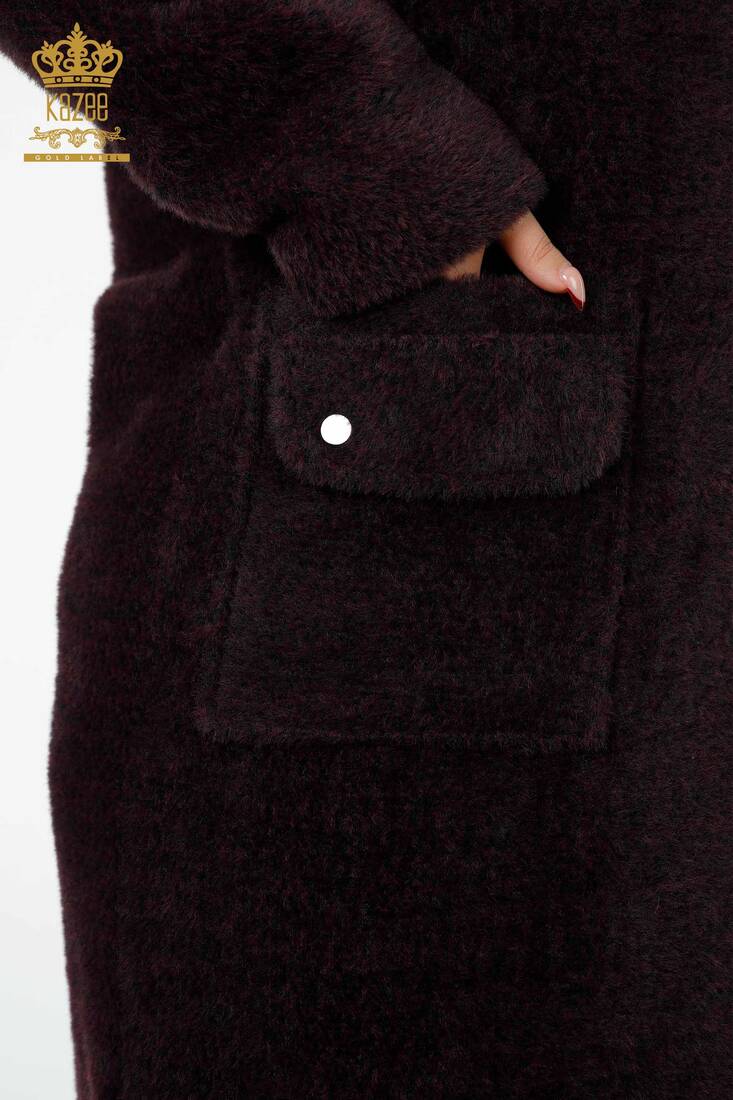 معطف نسائي جيب مفصل برقوق - 19101 | كازي