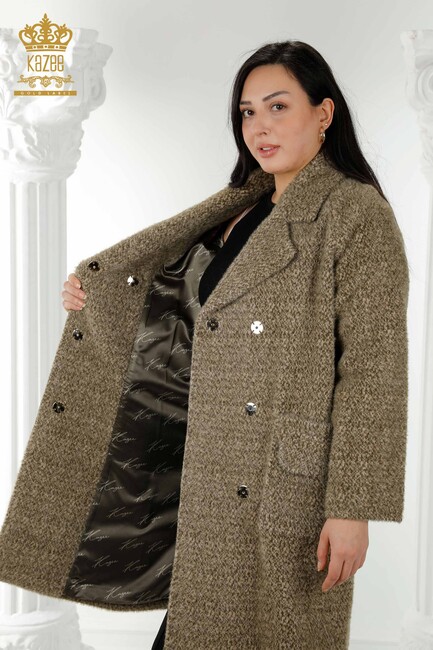 معطف نسائي جيب مفصل باللون الكاكي - 19101 | كازي - Thumbnail