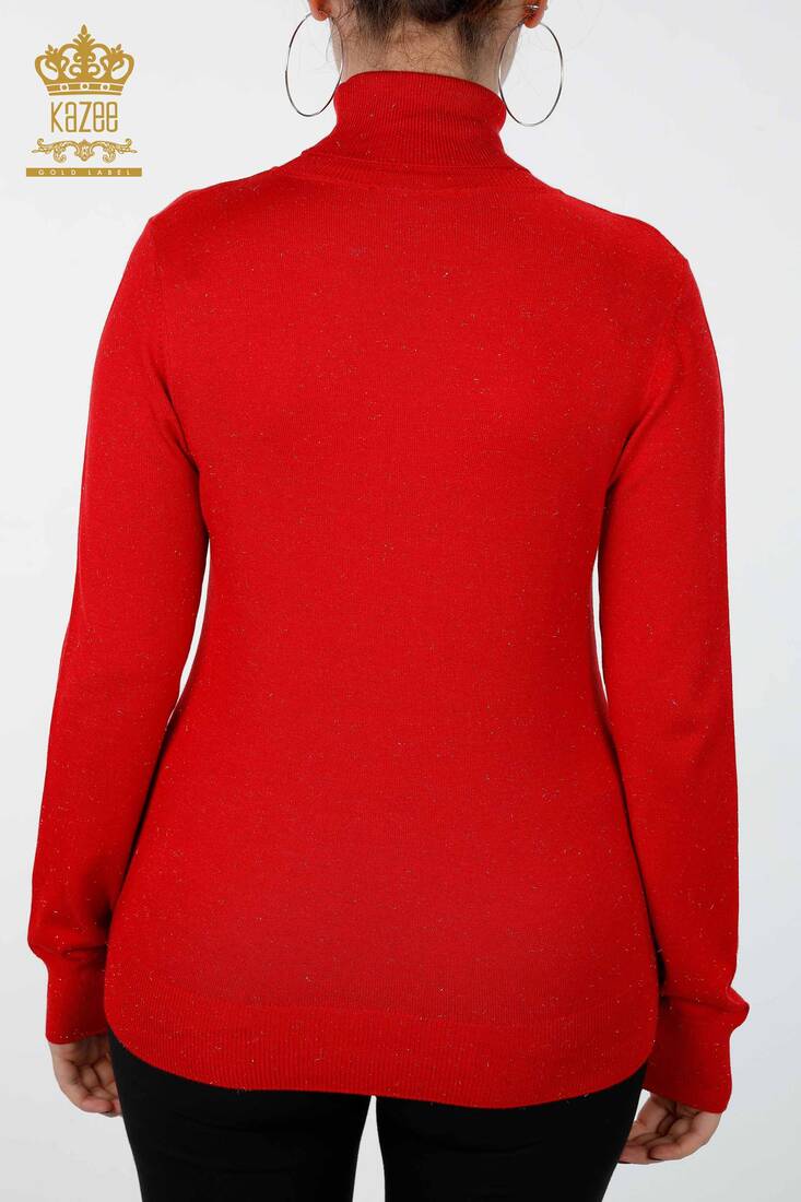 Женский трикотажный свитер с блестками Переходная водолазка Oversize Red - 15144 | КАZЕЕ