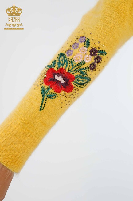 تونك تريكو نسائي بنقشة زهور أصفر - 18870 | كازي - Thumbnail