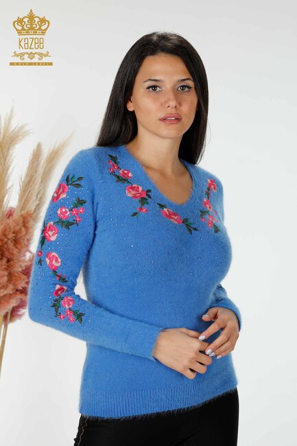 Women's Angora Blue With Floral Embroidery - 18916 | KAZEE - Thumbnail