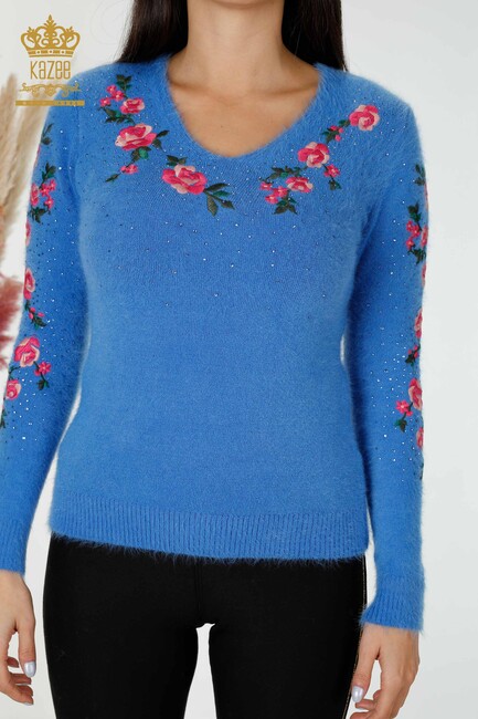 Women's Angora Blue With Floral Embroidery - 18916 | KAZEE - Thumbnail