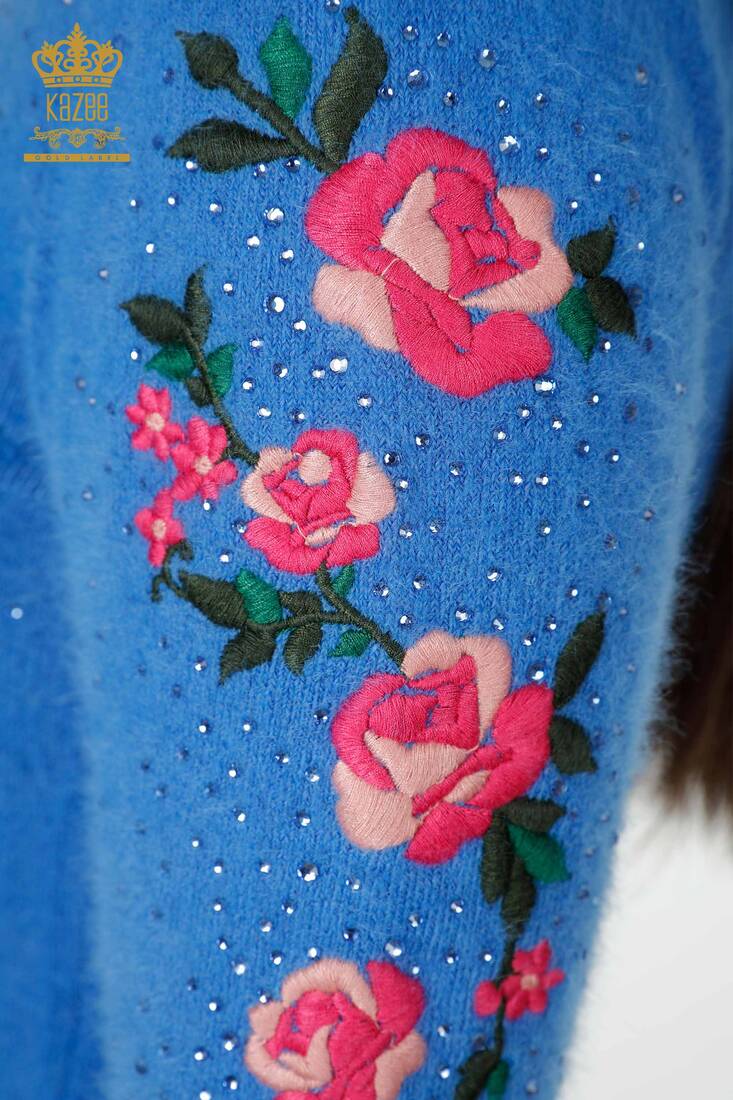 Women's Angora Blue With Floral Embroidery - 18916 | KAZEE