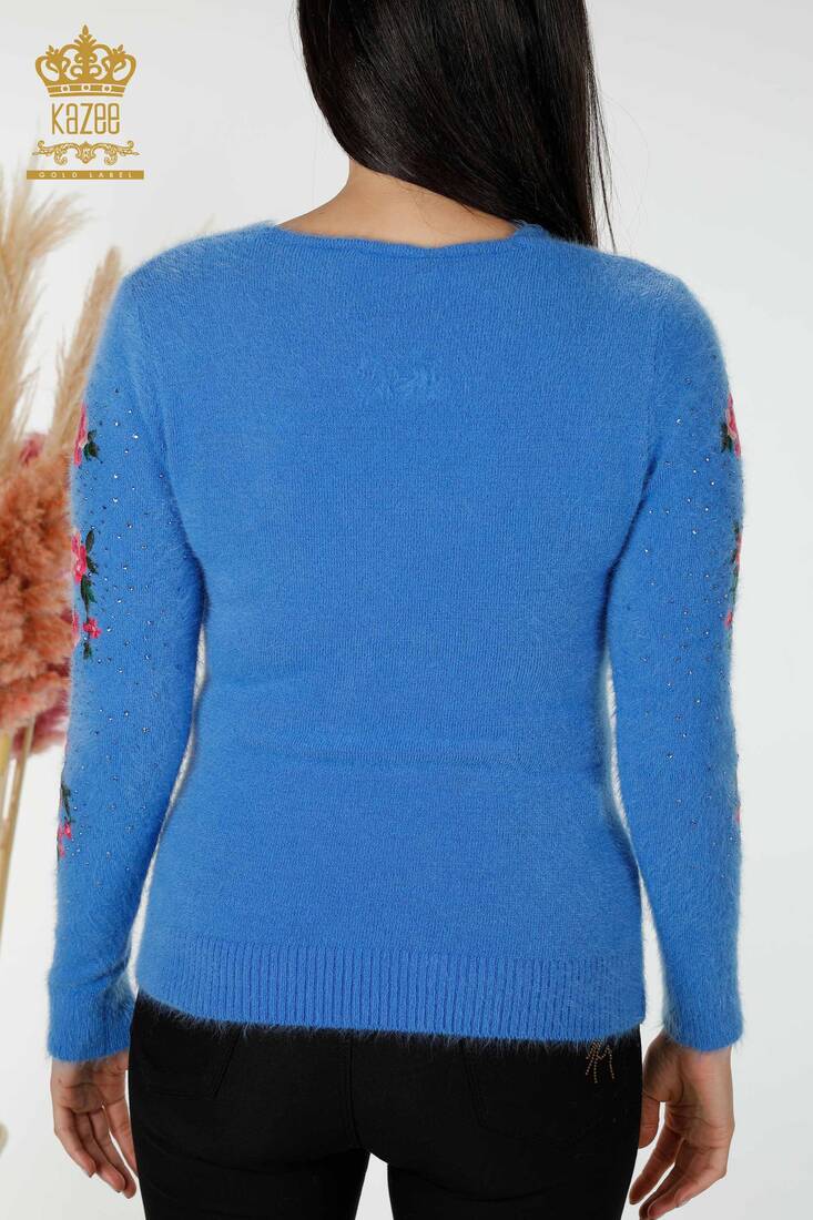 Women's Angora Blue With Floral Embroidery - 18916 | KAZEE