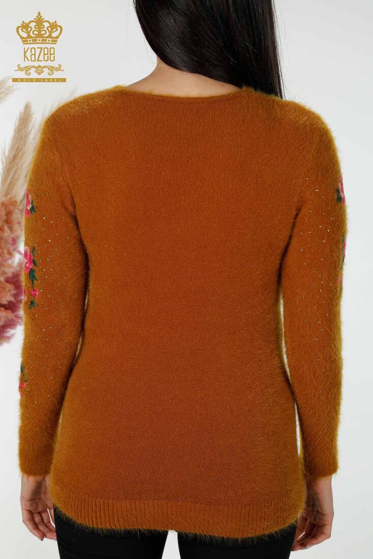 Women's Angora Floral Embroidered Mustard - 18916 | KAZEE