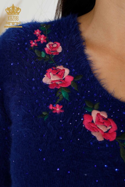 Women's Angora Flower Embroidered Saks - 18916 | KAZEE - Thumbnail