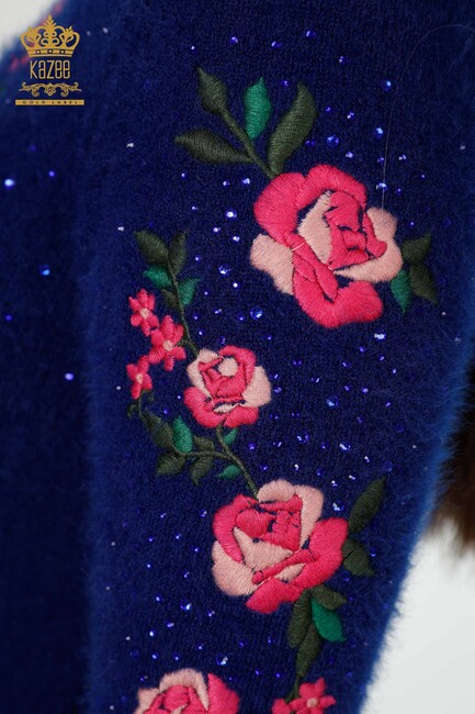 Women's Angora Flower Embroidered Saks - 18916 | KAZEE - Thumbnail