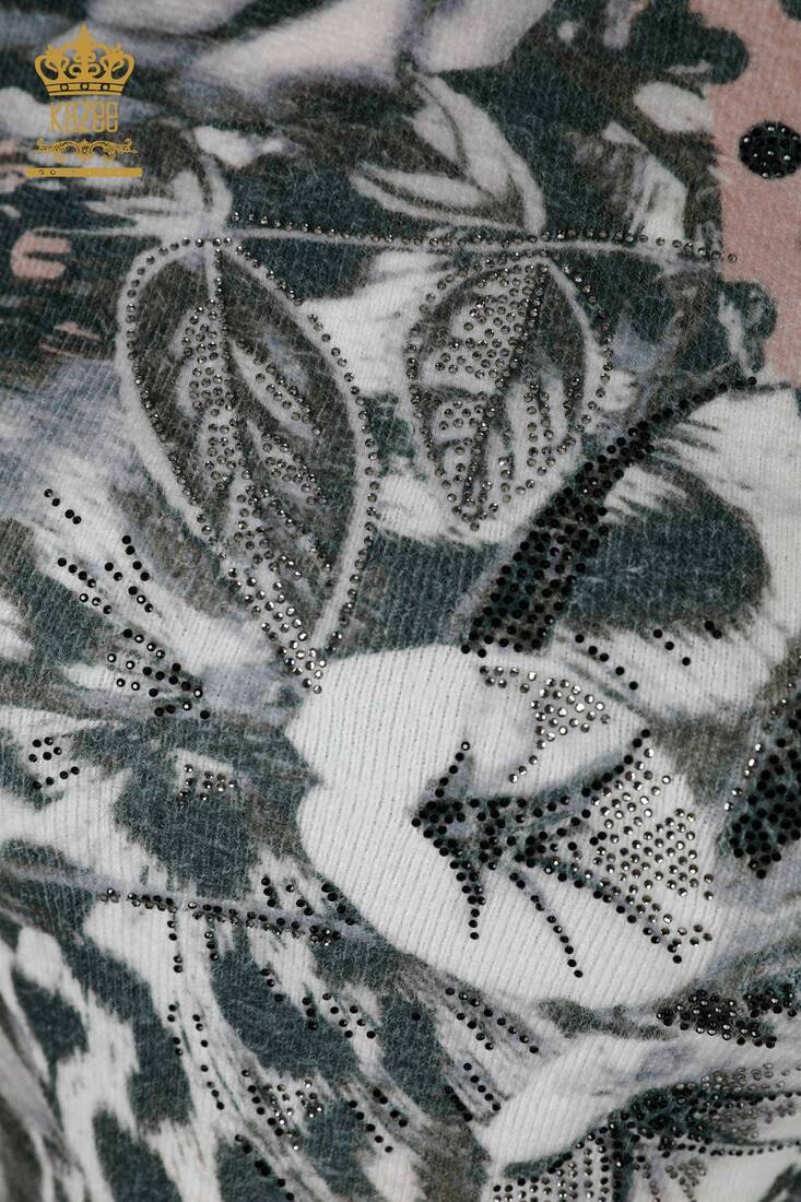 Women's Angora Stone Embroidered Mink - 16000 | KAZEE