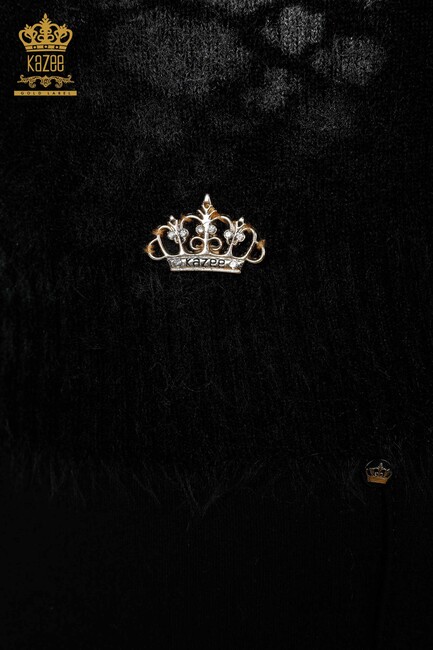 Women's Angora Crew Neck Black - 18983 | KAZEE - Thumbnail