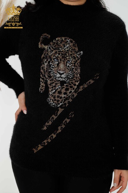Women's Angora Color Stone Embroidered Black - 18957 | KAZEE - Thumbnail