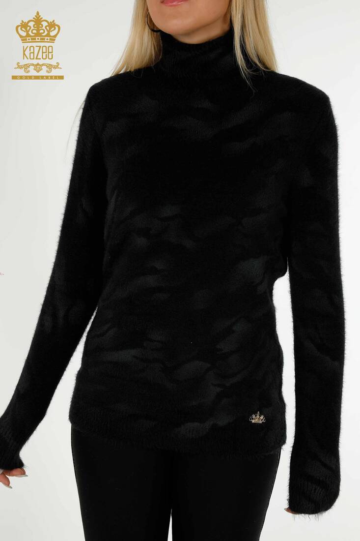 Women's Angora Turtleneck Black - 18990 | KAZEE