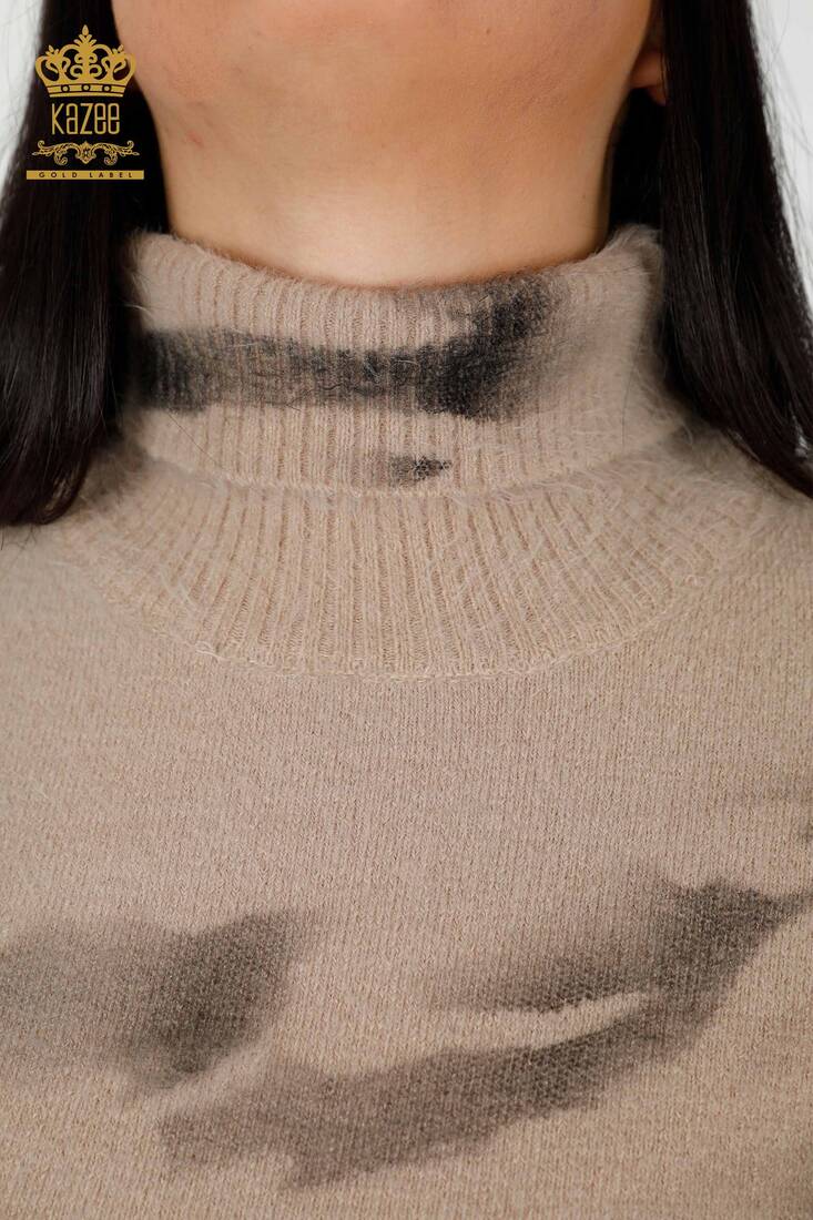 Women's Angora Turtleneck Beige - 18990 | KAZEE