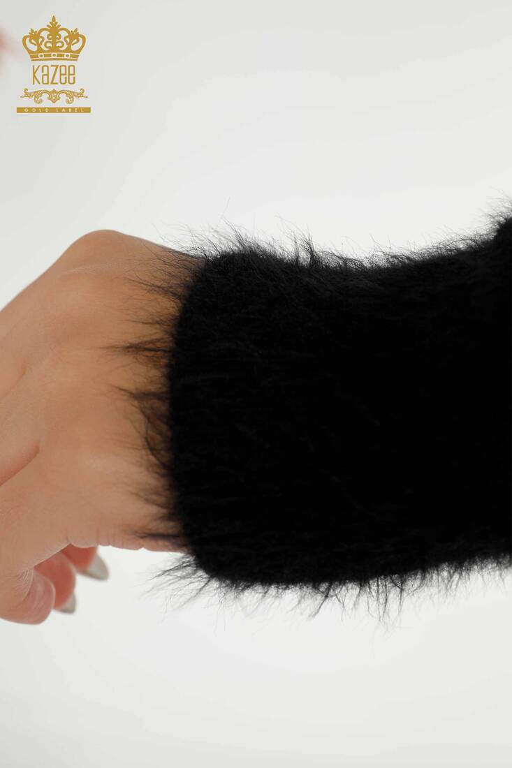 Women's Angora Standing Collar Black - 18991 | KAZEE