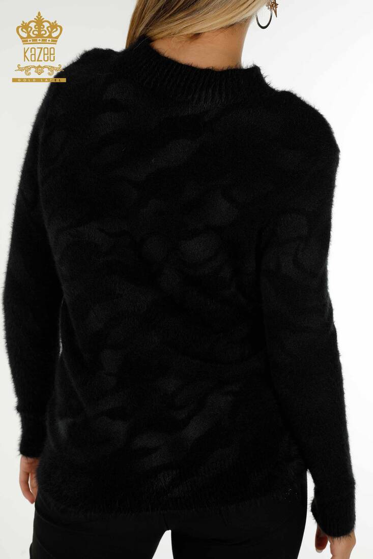 Women's Angora Standing Collar Black - 18991 | KAZEE