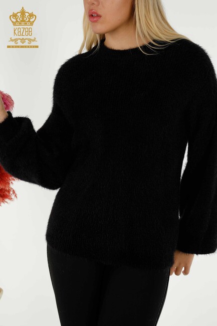 Women's Angora Knitwear Balloon Sleeve Black - 19064 | KAZEE - Thumbnail