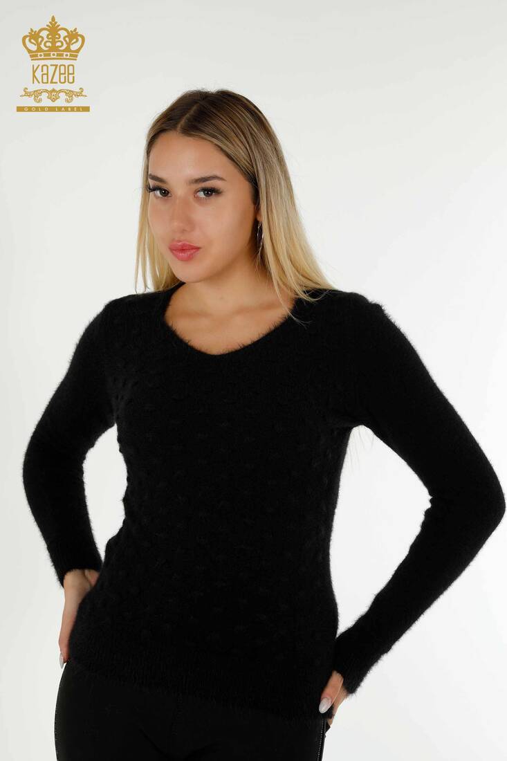 Women's Angora Knitwear Basic Black - 18474 | KAZEE