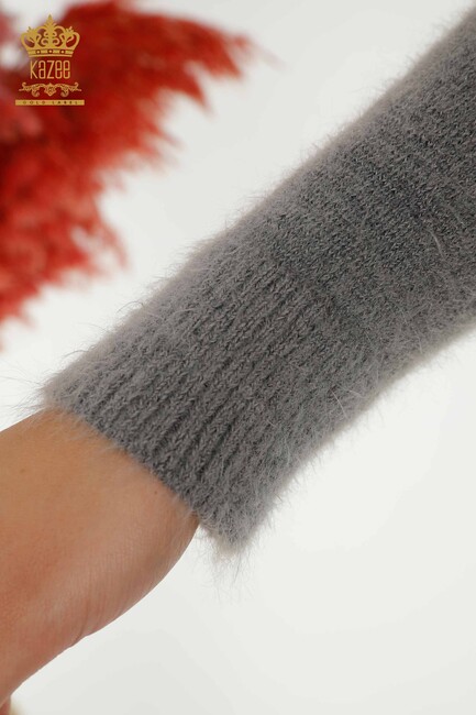 Women's Angora Knitwear Basic Gray Melange - 18474 | KAZEE - Thumbnail