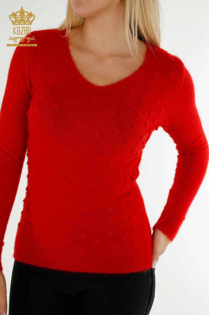 Women's Angora Knitwear Basic Red - 18474 | KAZEE