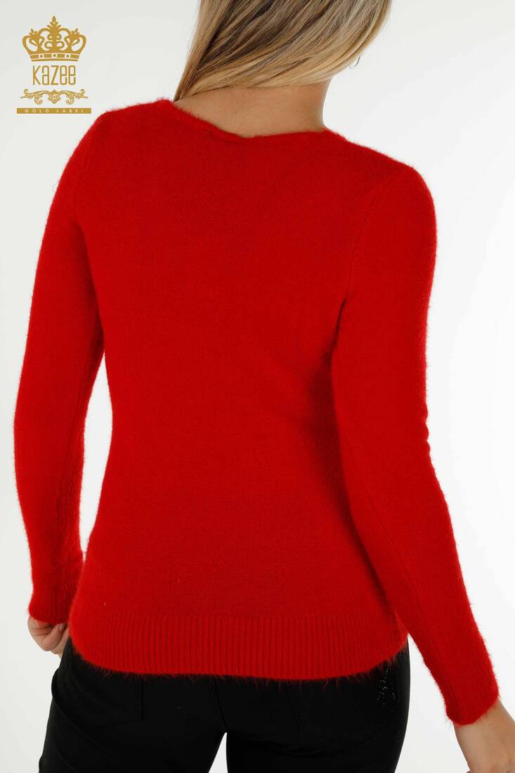 Women's Angora Knitwear Basic Red - 18474 | KAZEE