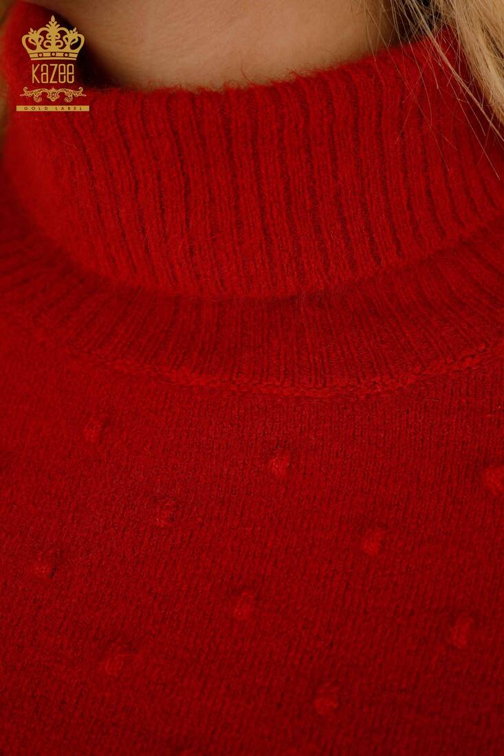 Women's Angora Knitwear Basic Red - 18719 | KAZEE