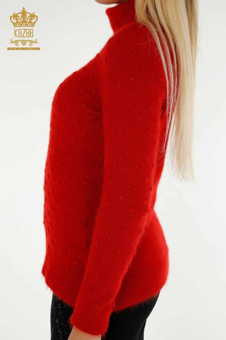 Women's Angora Knitwear Basic Red - 18719 | KAZEE