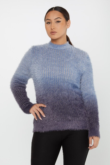 Women's Angora Sweater Color Transition Blue - 30796 | KAZEE - Thumbnail