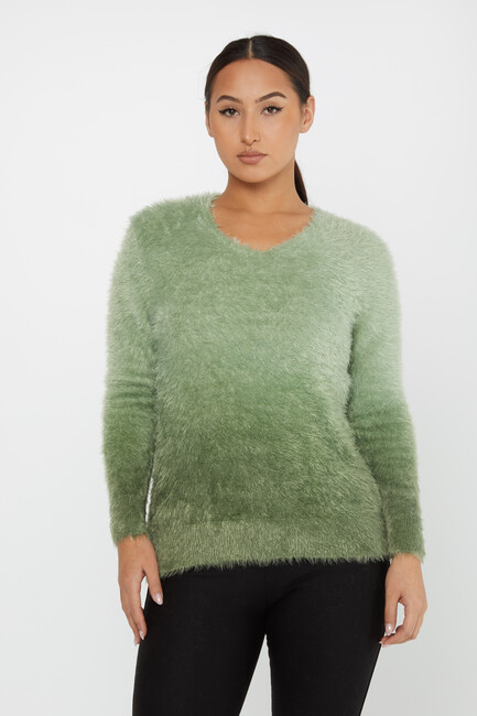 Women's Angora Sweater Color Transitional Crew Neck Khaki - 31013 | KAZEE - Thumbnail