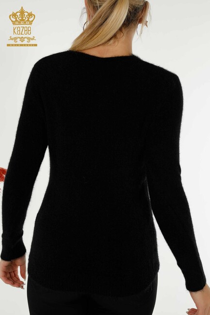 Women's Angora Knitwear Crew Neck Black - 12047 | KAZEE - Thumbnail