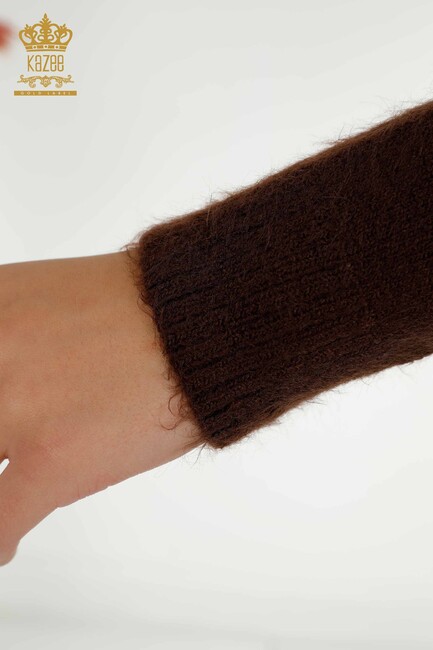 Women's Angora Knitwear Crew Neck Brown - 12047 | KAZEE - Thumbnail