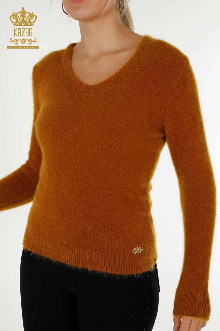 Women's Angora Knitwear Crew Neck Mustard - 12047 | KAZEE