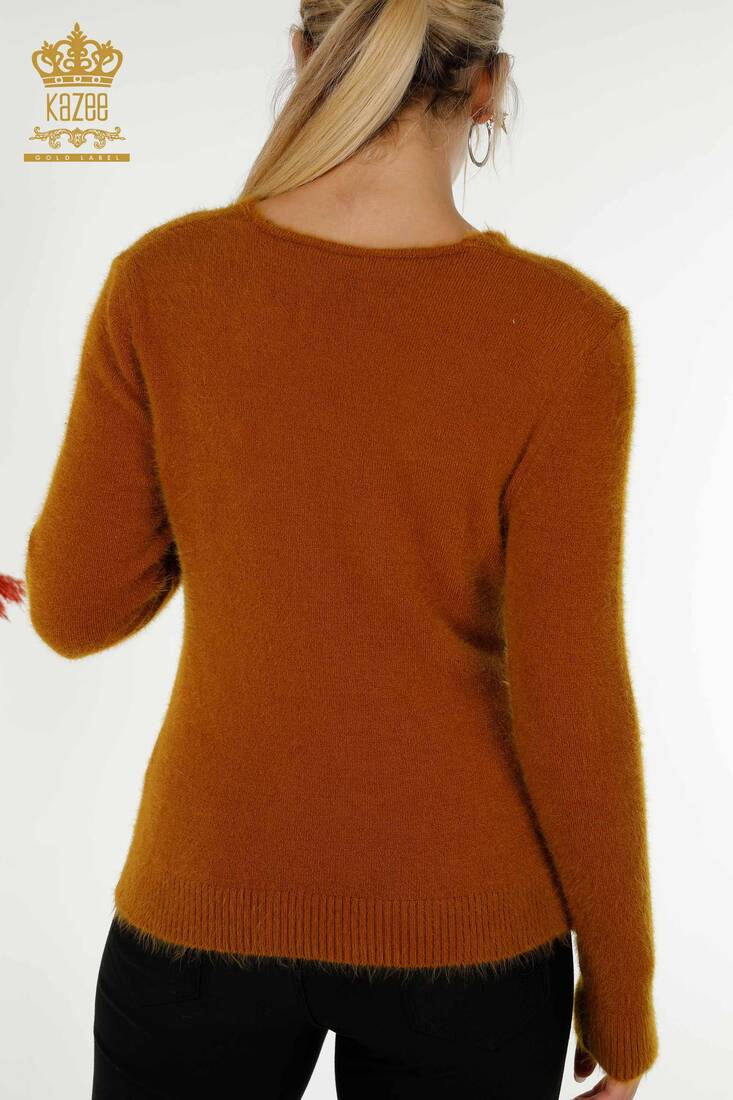 Women's Angora Knitwear Crew Neck Mustard - 12047 | KAZEE