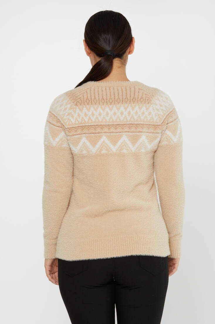 Women's Angora Knitwear Patterned Beige - 30682 | KAZEE