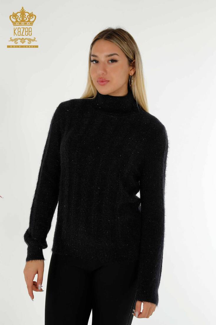 Women's Angora Knitwear Glitter Dark Navy Blue - 19067 | KAZEE