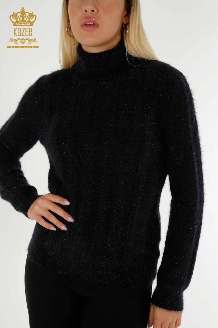 Women's Angora Knitwear Glitter Dark Navy Blue - 19067 | KAZEE