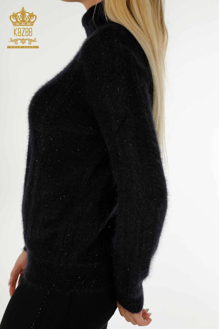 Women's Angora Knitwear Glitter Dark Navy Blue - 19067 | KAZEE