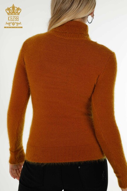 Women's Angora Knitwear Stone Embroidered Mustard - 18894 | KAZEE - Thumbnail