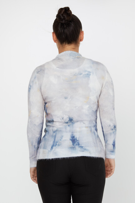 Women's Angora Knitwear Stone Digital Printed Ecru - 50023 | KAZEE - Thumbnail