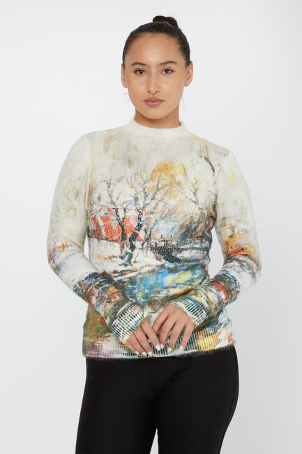 Women's Angora Knitwear Stone Digital Printed Pattern - 50020 | KAZEE - Thumbnail