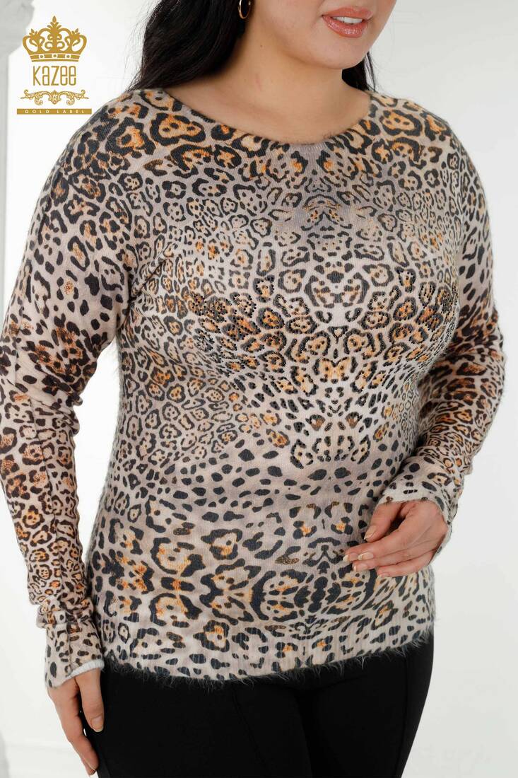 Women's Angora Leopard Patterned Pattern - 18525 | KAZEE