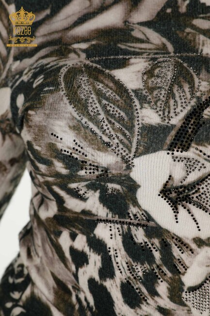 Women's Angora Stone Embroidered Beige - 16000 | KAZEE - Thumbnail