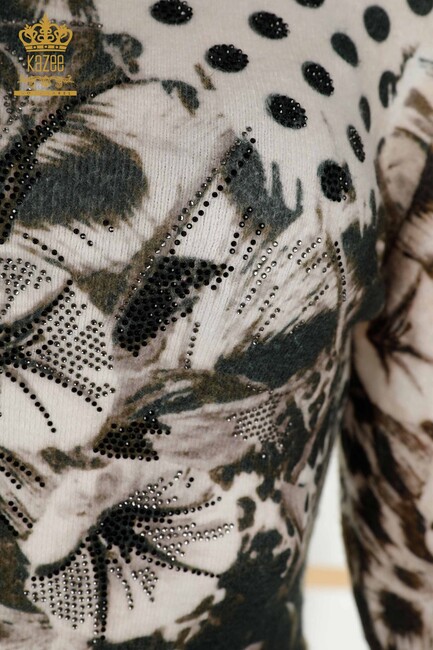 Women's Angora Stone Embroidered Beige - 16000 | KAZEE - Thumbnail
