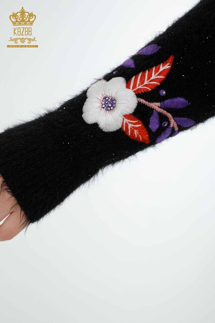 Women's Angora Stone Embroidered Black - 18919 | KAZEE - Thumbnail