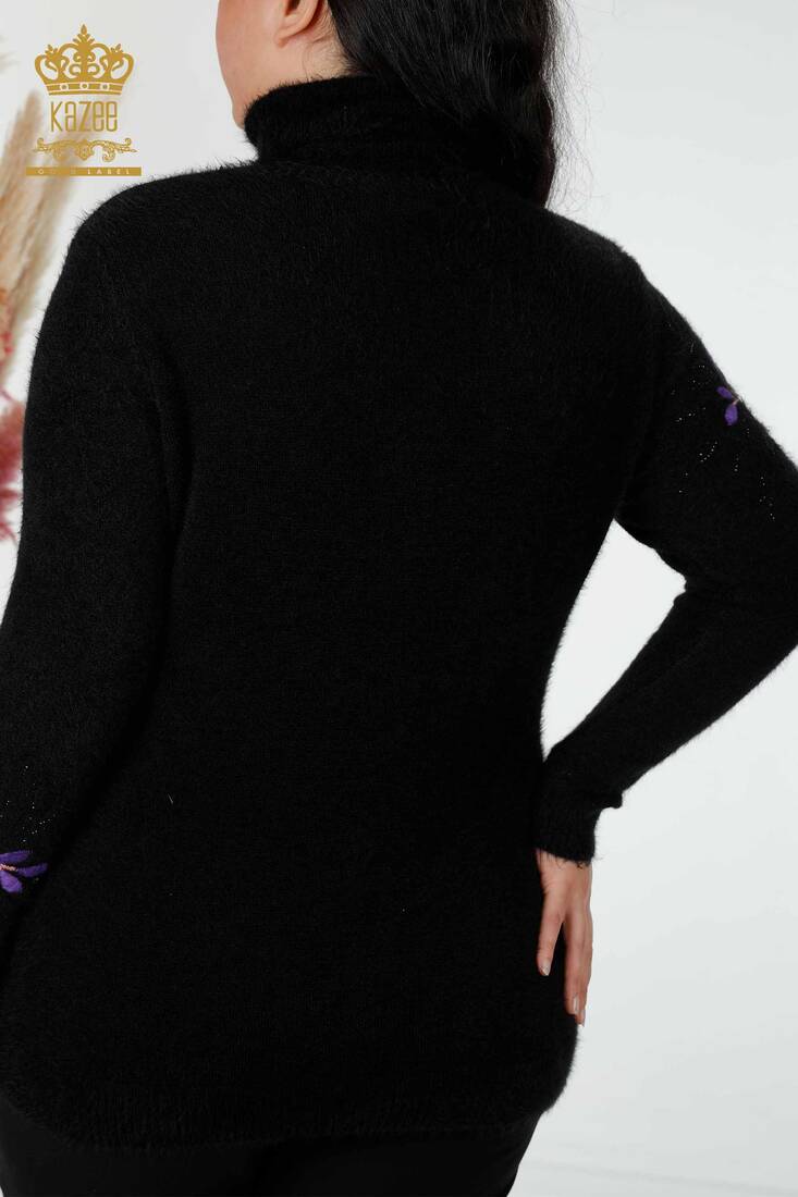 Women's Angora Stone Embroidered Black - 18919 | KAZEE