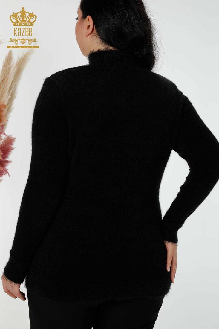 Women's Angora Stone Embroidered Black - 18954 | KAZEE