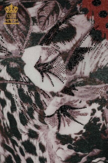 Women's Angora Stone Embroidered Brown - 16000 | KAZEE - Thumbnail