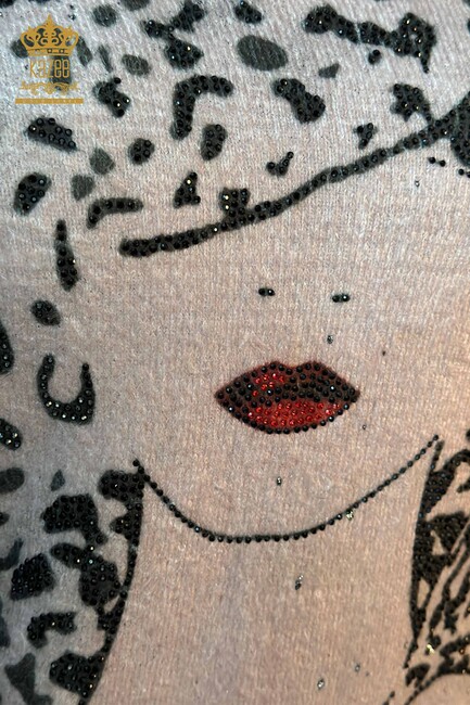 Women's Angora Stone Embroidered Mink - 18996 | KAZEE - Thumbnail