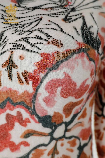 Women's Angora Stone Embroidered Orange - 18975 | KAZEE - Thumbnail
